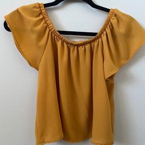 Mustard off the shoulder crop top